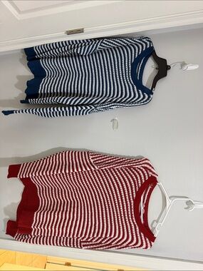 Red and blue striped sweaters